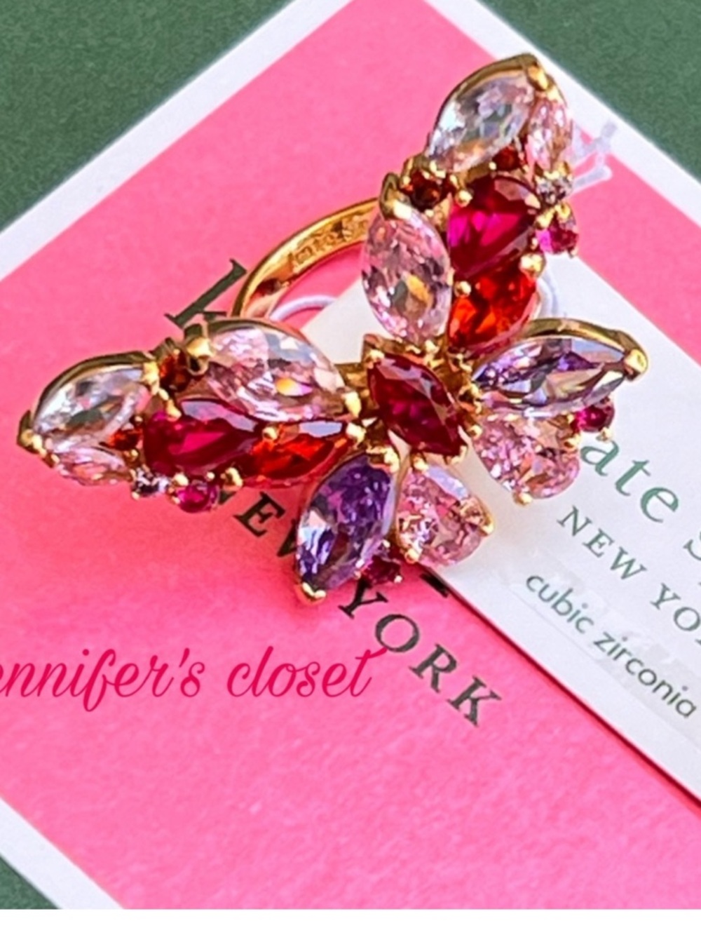 Kate Spade Crystal Butterfly Ring Sz 6 / NWT
